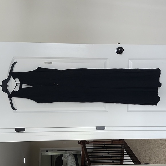 Banana Republic Halterneck Keyhole Front Side Split Mididress Black Size 2 - Picture 6 of 12